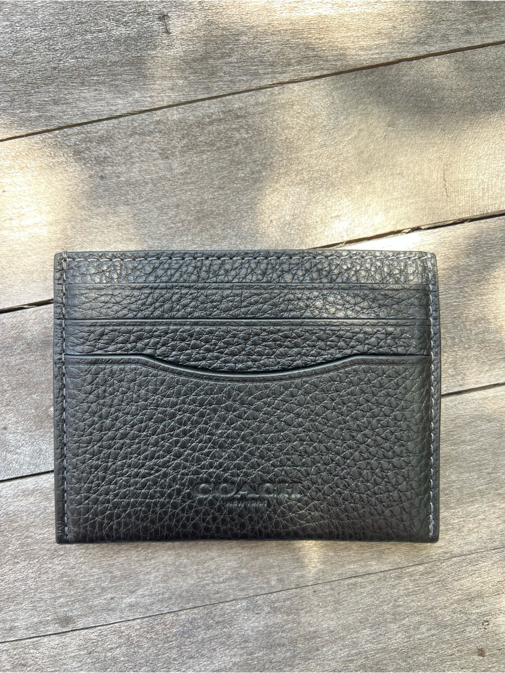 Coach Black Pebbled Leather Slim Card Holder - Picture 2 of 3